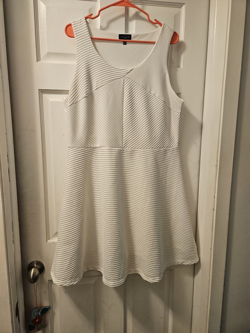 The Limited Cream Textured Sleeveless Fit & Flare Dress